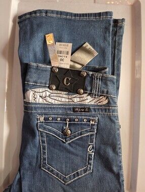 Miss C Bootcut Jeans with Silver Embellished Waist Size 30